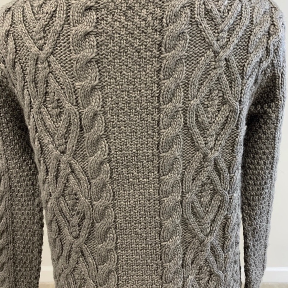 Zara Chunky Cowl Neck Heavy Knit Gray Cabled Sweater - Size Small - Picture 4 of 9